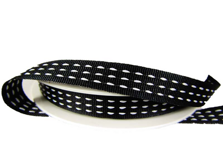 Taśma 1,2cm ryps stebnowana czarna