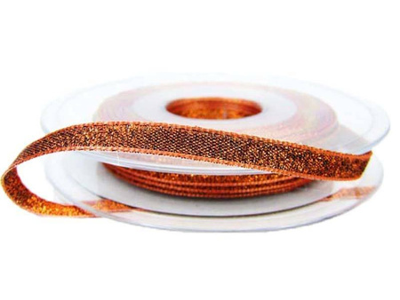 Wstążka 7mm lurex miedź