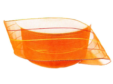 Wstążka 40mm organtyna PASKI pomarańczowa