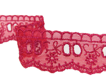 Koronka 2,8cm tiulowa czerwona malina