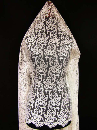 Koronka 140cm tiulowa haft ivory