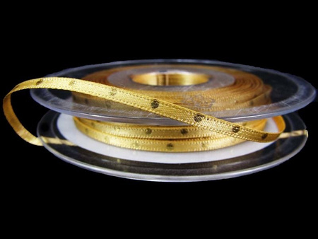 Wstążka 3mm atłas DOTTY złota