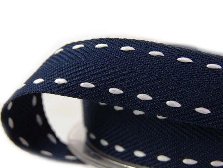 Taśma 15mm jodełka stebnowana granat