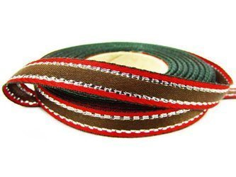 Wstążka 11mm atłas brązowo_czerwona