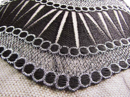 Koronka 140cm tiulowa haft czarna