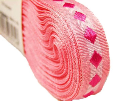 Taśma 10mm żakard ROMB róż