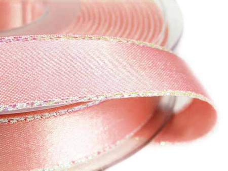 Wstążka 15mm atłas REXOR OPAL róż