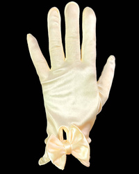 Rękawiczka satyna kokardka krem