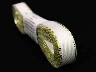 Wstążka 9mm tafta biało-złota