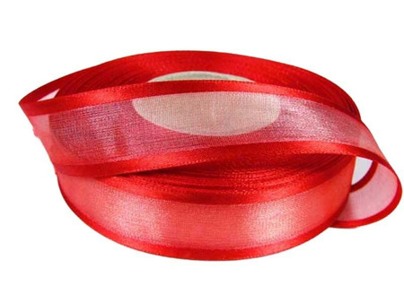 Wstążka 25mm organtyna LAMÓWKA czerwona