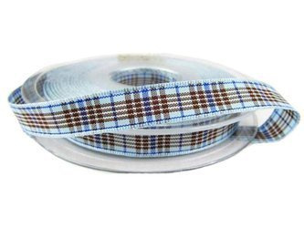 Wstążka 10mm kratka BLACKBERRY błękitna