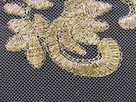 Koronka 140cm tiulowa haft złota