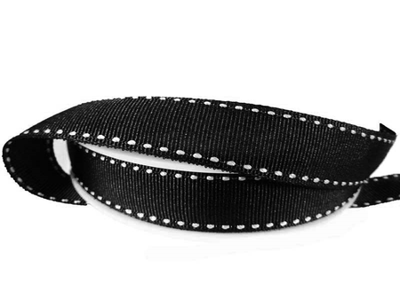 Taśma 1,5cm ryps stebnowana czarna