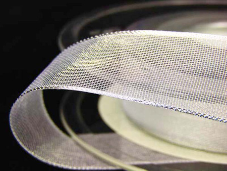 Wstążka 16mm organtyna BRZEG srebrny