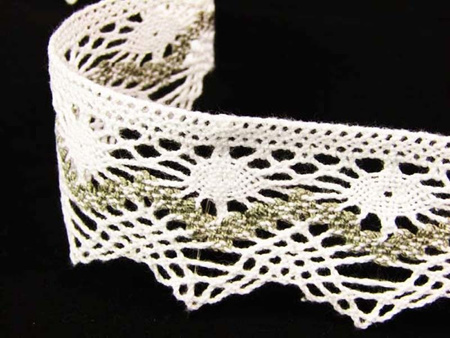 Koronka 5cm bawełniana biało-lniana