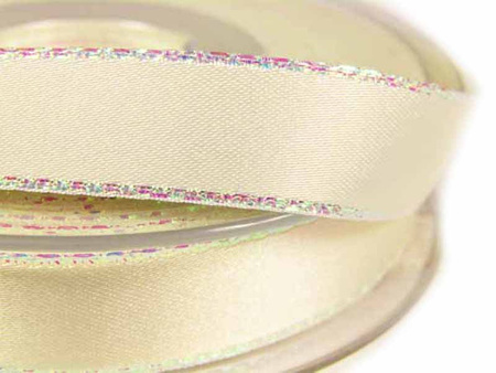 Wstążka 15mm atłas REXOR OPAL ivory