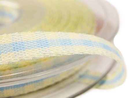 Wstążka 7mm kratka RUSTIC GINGHAM błękitna