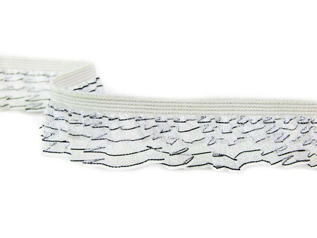 Falbanka 20mm elastyczna biało-czarna