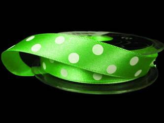 Wstążka 15mm atłas POLKA DOT pistacja