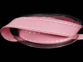 Taśma 1,5cm ryps stebnowana róż