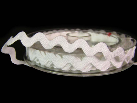 Taśma 8,9mm zygzak bawełna biała