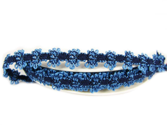 Taśma 12mm elastyczna FLOWER niebiesko-granatowa