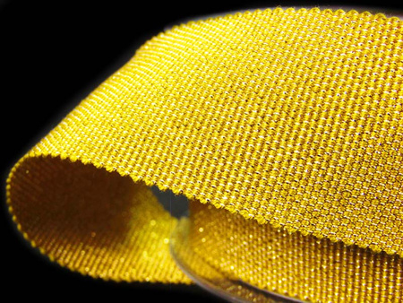 Taśma 35mm ryps bawełna-lurex musztarda