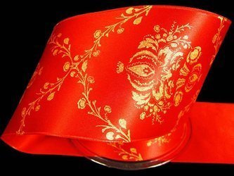 Wstążka 70mm atłas FESTIVE czerwona