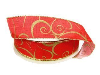 Wstążka 25mm organtyna ESY-FLORESY czerwona