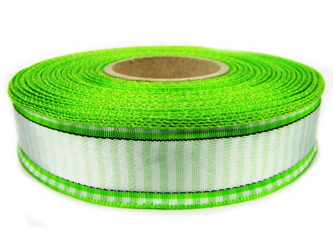 Wstążka 25mm tkana KRATKA zielony neon