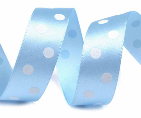 Wstążka 22mm atłas GROCHY błękitna