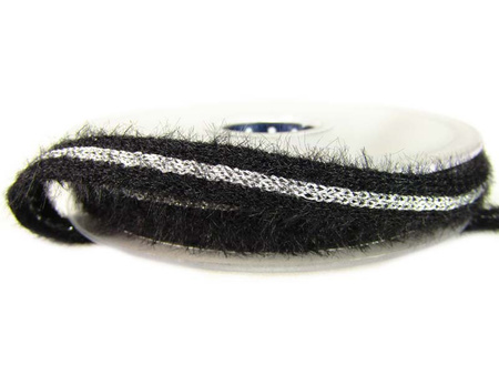 Taśma 1cm dziana czarno-srebrna