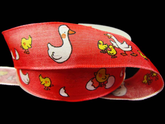 Wstążka 25mm organtyna GĄSKA czerwona