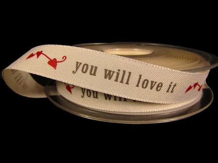 Wstążka 15mm tafta YOU WILL LOVE IT natural