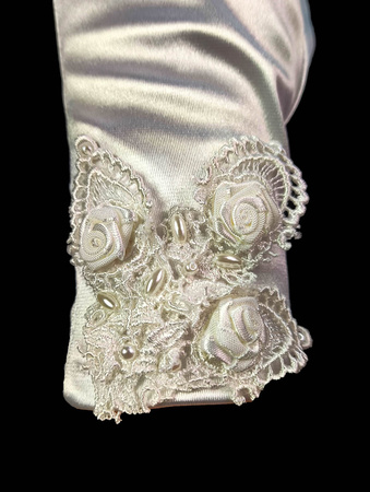 Rękawiczka satyna gipiura biała