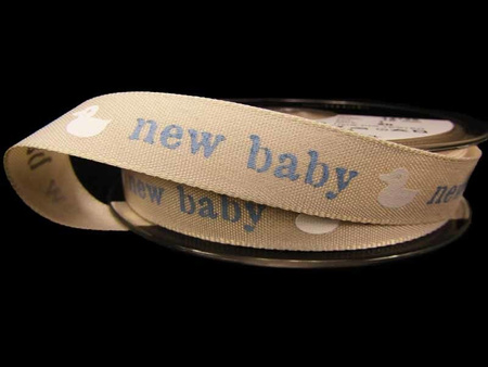 Wstążka 15mm tafta NEW BABY błękitna