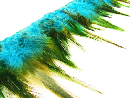Taśma 12cm piórowa podpalany turkus