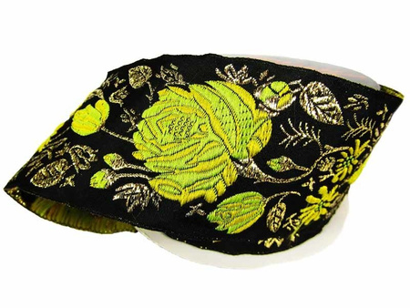 Taśma 50mm żakard RÓŻA pistacjowo-złota