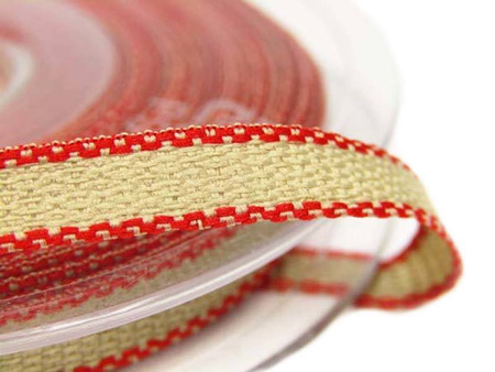 Taśma 7mm tkana HOPSACK czerwona