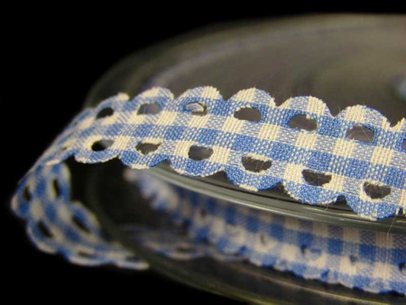 Wstążka 10mm poly WYCINANKA PEPITO błękitna