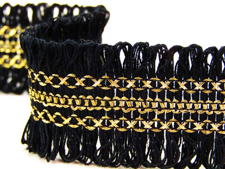 Taśma 3cm łańcuszkowa czarno-złota