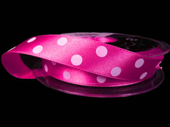 Wstążka 15mm atłas POLKA DOT amarant