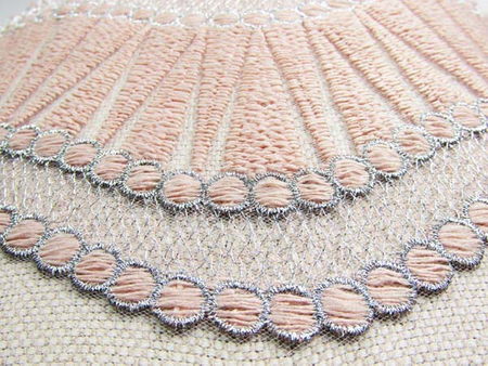 Koronka 140cm tiulowa róż brzoskwinia