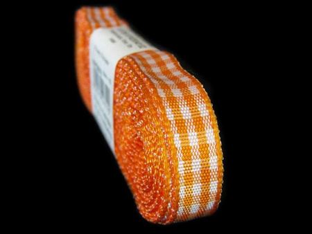 Wstążka 10mm kratka pomarańczowa