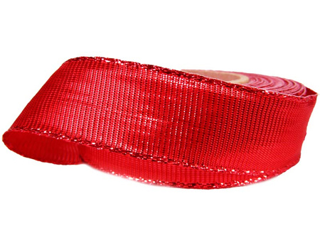 Wstążka 25mm ryps lurex czerwona