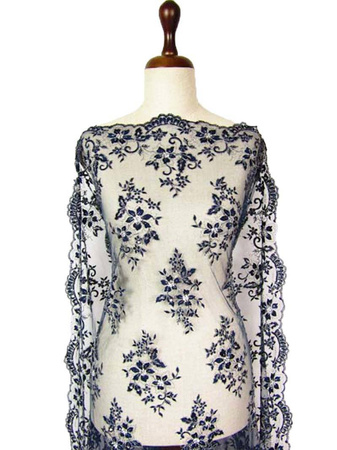 Koronka tiulowa haft z koralikiem granat