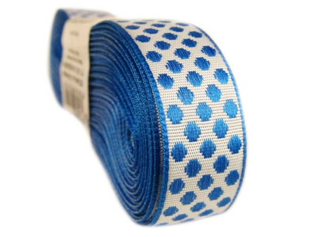 Taśma 15mm żakard KROPKA niebieska