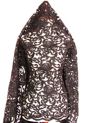 Koronka 135cm tiulowa haft czarna