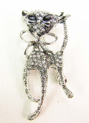 Broszka - kot srebrny