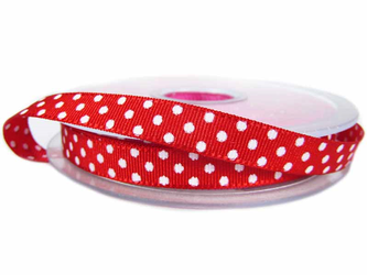 Wstążka 10mm ryps dwustronna KROPECZKA czerwona